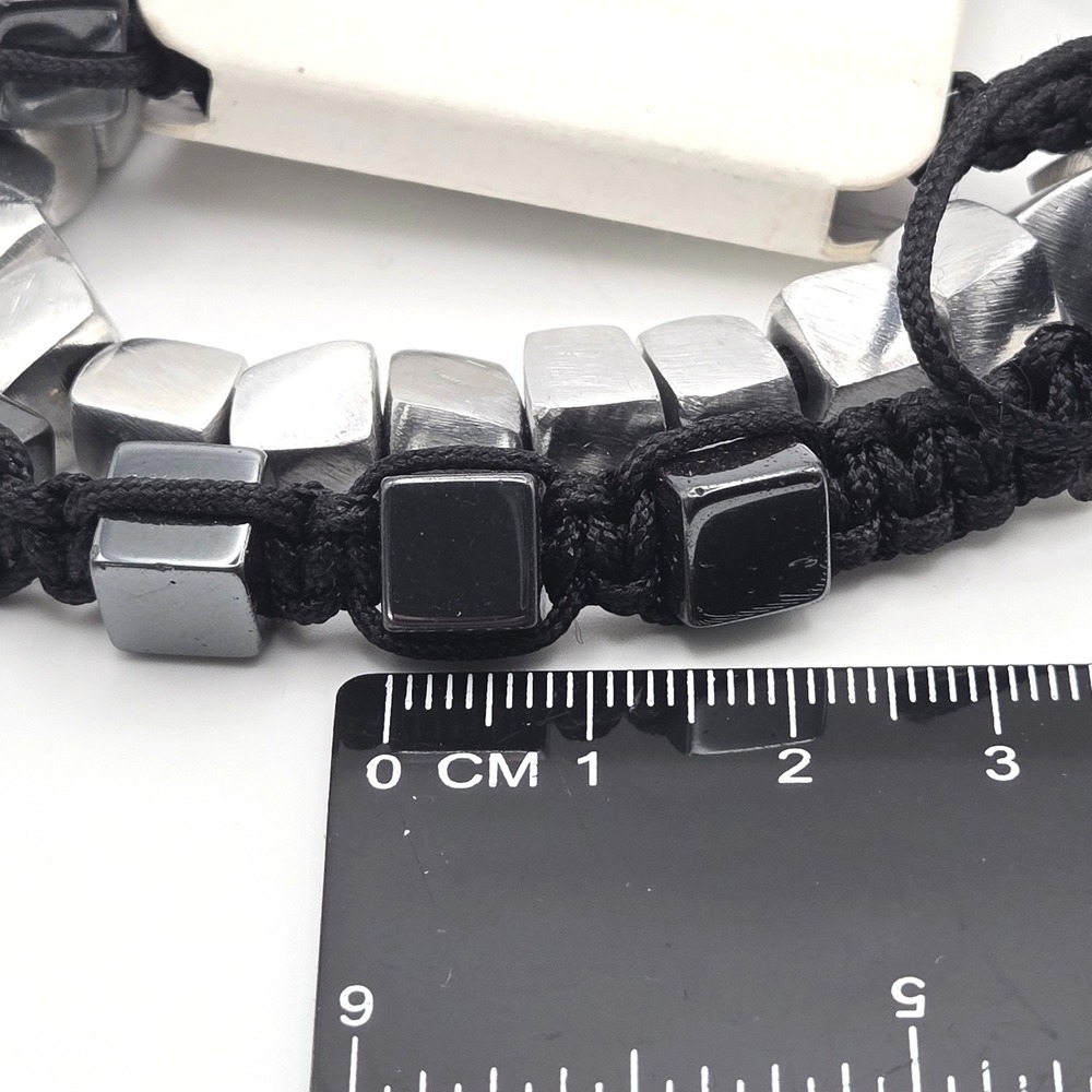 Isabella Adjustable Hematite Cube Bead Bracelet And Silver Tone Aluminum‎ Black - Picture 8 of 8